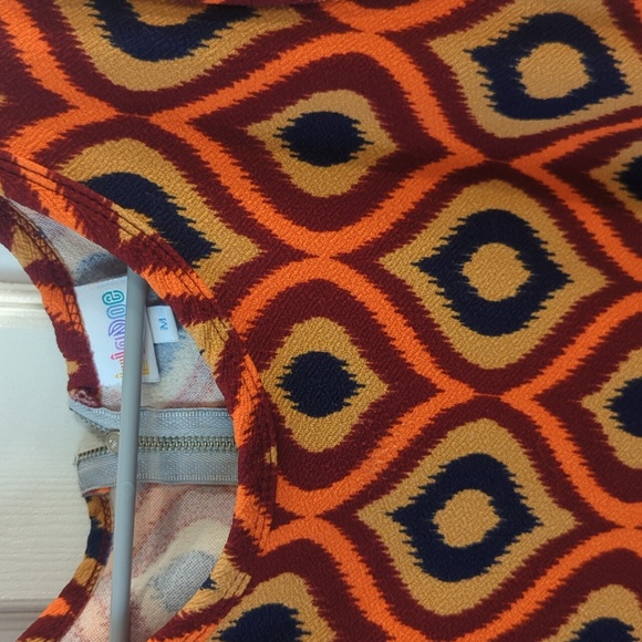 LuLaRoe Amelia Medium Dress Navy Orange and Red - Picture 2 of 3